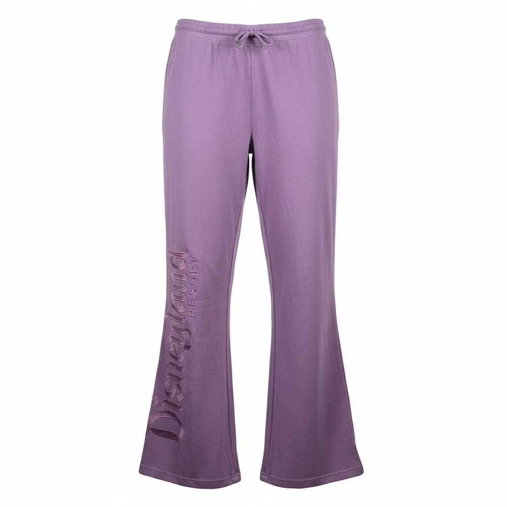 NWOT Disneyland Resort‎ Purple Sweatpants Drawstring Logo 1X Wide Leg Embroider